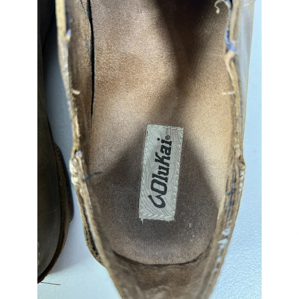 OLUKAI Moloa 9.5 Mens 10128-2733 Casual Brown Leather  Slip On Loafer Shoe